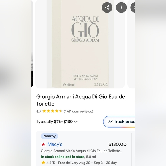 Giorgio Armani Acqua di Giò Eau de Toilette 3.4 FL OZ - Picture 4 of 10